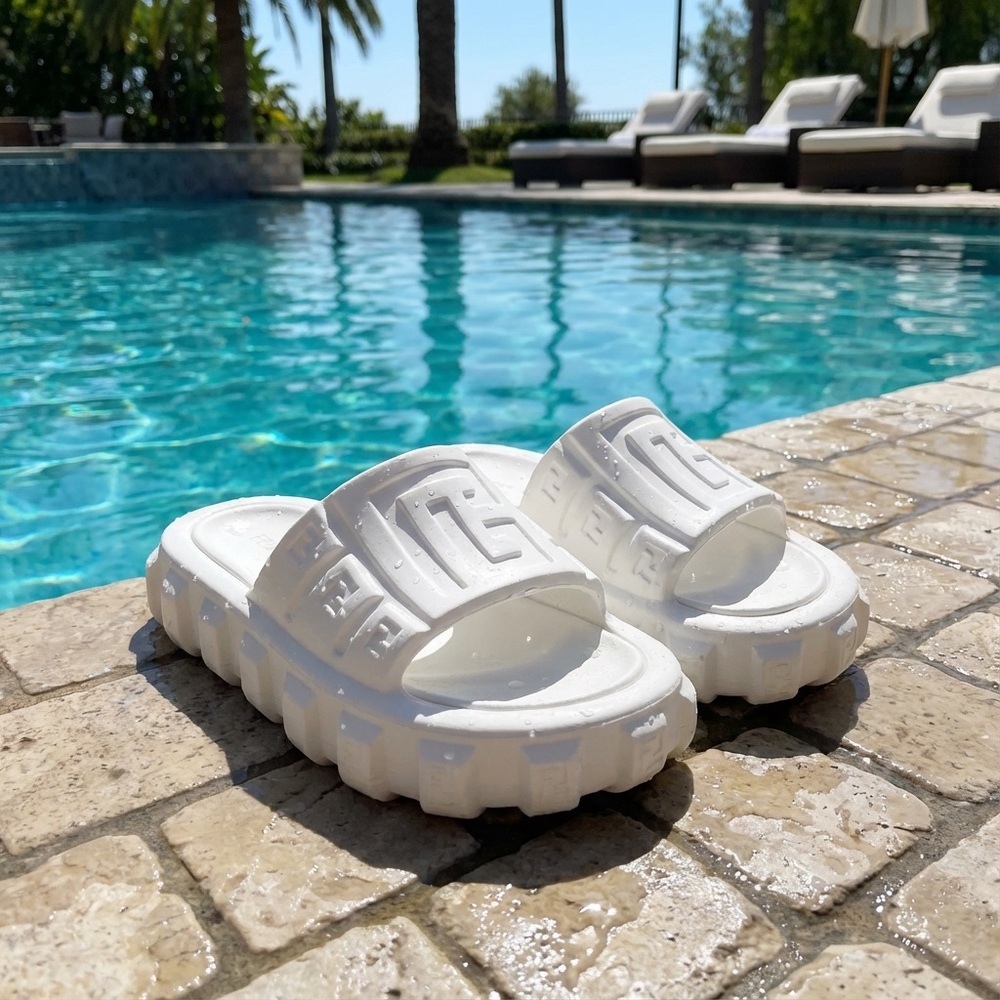 Balmain White Ari Slides